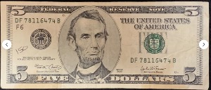 Etats-Unis Billet 5 dollars 2003 Atelier F Atlanta
