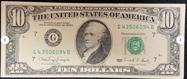 Etats-Unis Billet 10 dollars 1990 Atelier G Chicago