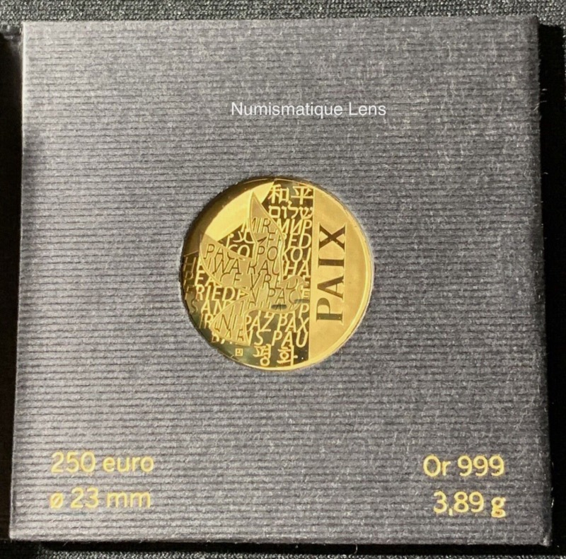 250 Euros Or 999 Monnaie de Paris 2013 Paix Scellé