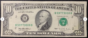 Etats-Unis Billet 10 dollars 1995 Atelier B New-York