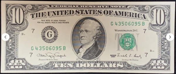 Etats-Unis Billet 10 dollars 1990 Atelier G Chicago