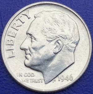 One Dime Roosevelt 1946 argent, États-Unis