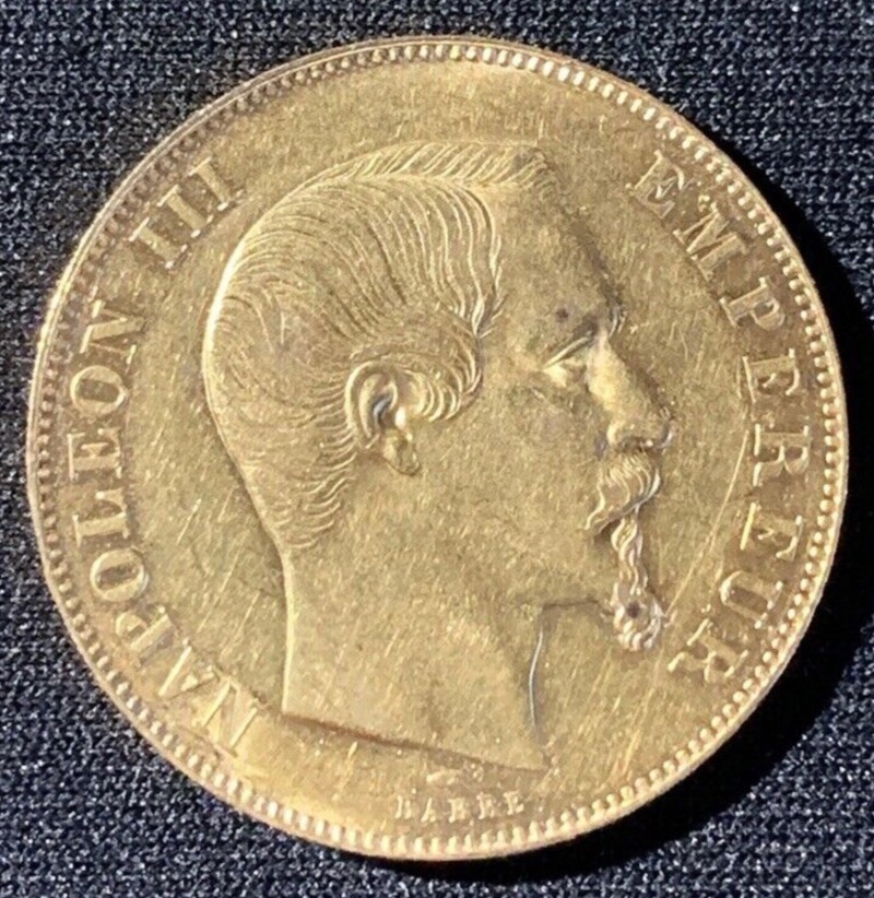 50 Francs Or Napoleon 3 Tête Nue 1857A