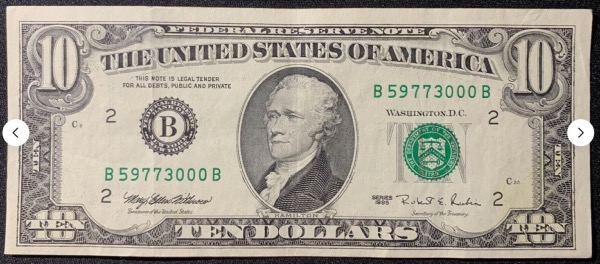 Etats-Unis Billet 10 dollars 1995 Atelier B New-York