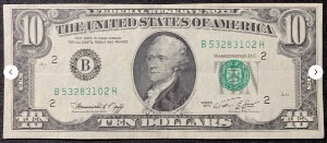 Etats-Unis Billet 10 dollars 1974 Atelier B New-York