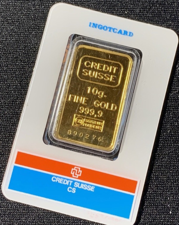 Lingot 10 Grammes Or 999,9 scellé Crédit Suisse
