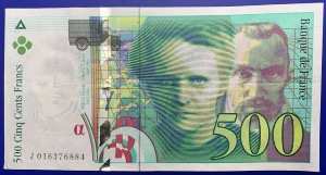 Billet France, 500 Francs Pierre et Marie Curie, 1994