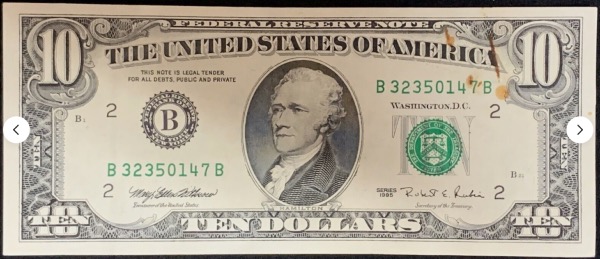 Etats-Unis Billet 10 dollars 1995 Atelier B New-York 