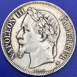 5 francs Napoleon 3 1868 BB argent