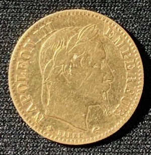 10 francs or napoléon III tête laurée 1866 A