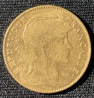 10 francs Coq Marianne or 1908