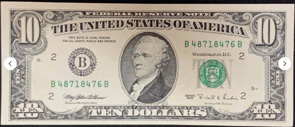 Etats-Unis Billet 10 dollars 1995 Atelier B New-York 