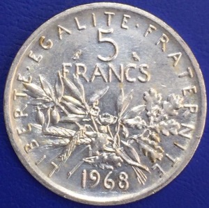 5 francs Semeuse 1968 argent