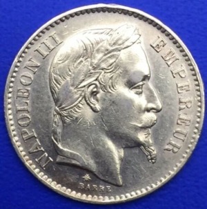 20 Francs or Napoleon III Tete laurée 1867 A