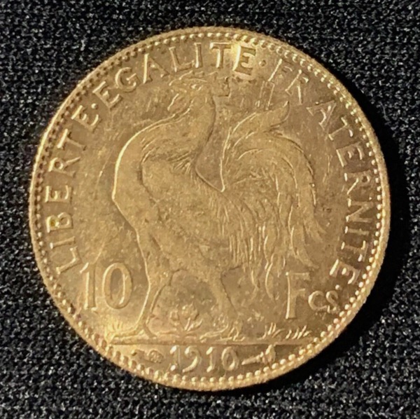 10 francs Coq Marianne or 1910