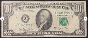 Etats-Unis Billet 10 dollars 1977 Atelier A Boston