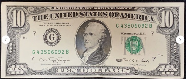 Etats-Unis Billet 10 dollars 1990 Atelier G Chicago