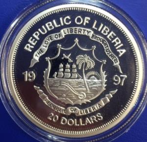 Liberia 20 dollars 1997 Lady Diana Australian tour argent 