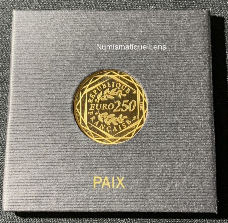 250 Euros Or 999 Monnaie de Paris 2013 Paix Scellé