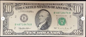 Etats-Unis Billet 10 dollars 1995 Atelier B New-York 