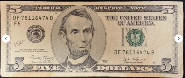 Etats-Unis Billet 5 dollars 2003 Atelier F Atlanta