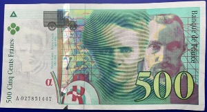 Billet France, 500 Francs Pierre et Marie Curie, 1994