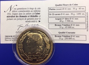 Médaille bronze, Europa Ecu 1992