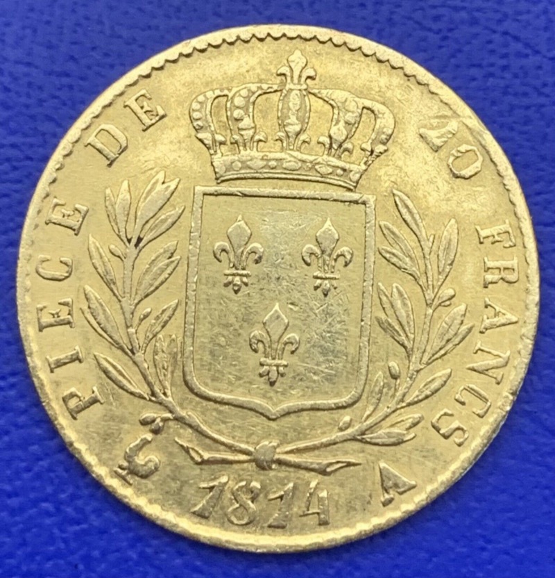 20 Francs or Louis XVIII Buste Habillé 1814 A