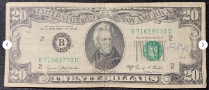 Etats-Unis Billet 20 dollars 1969 Atelier B New-York