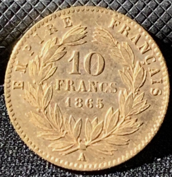 10 Francs or Napoléon III Tête Laurée 1865 A