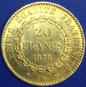 20 Francs or Génie debout 1878