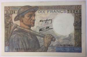 billet 10 francs Mineur 19-12-1946