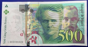 Billet France, 500 Francs Pierre et Marie Curie, 1994