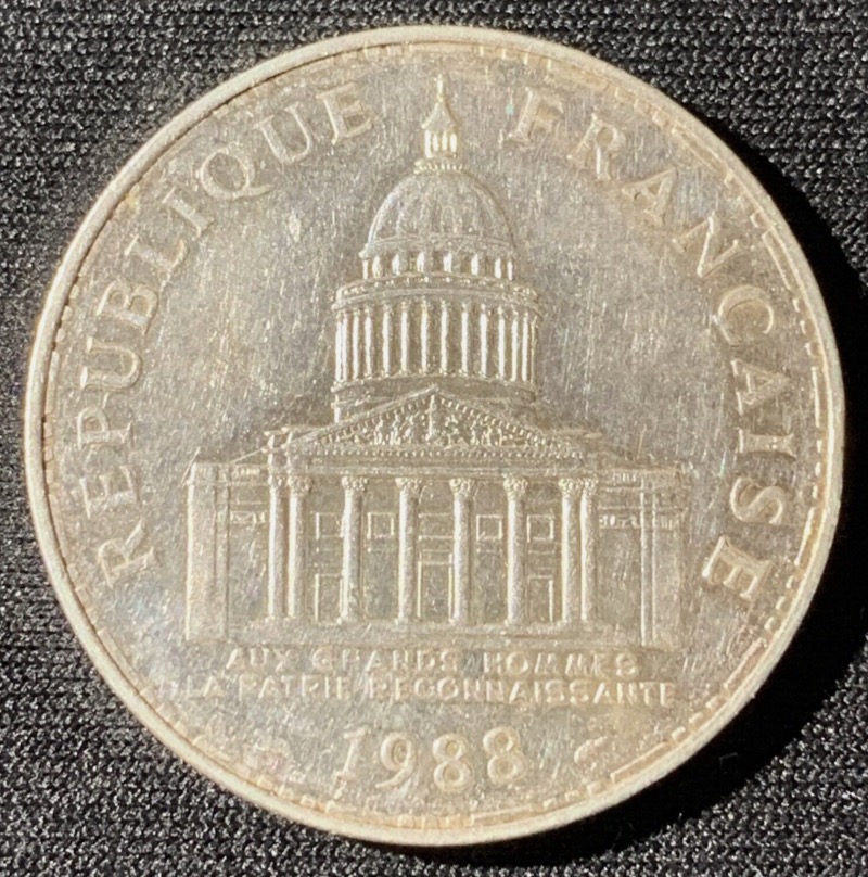 Pièce 100 francs argent Panthéon 1988